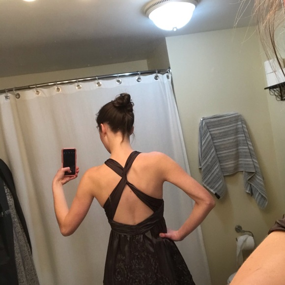 Metallic Brown Short Formal Dress - Picture 6 of 6